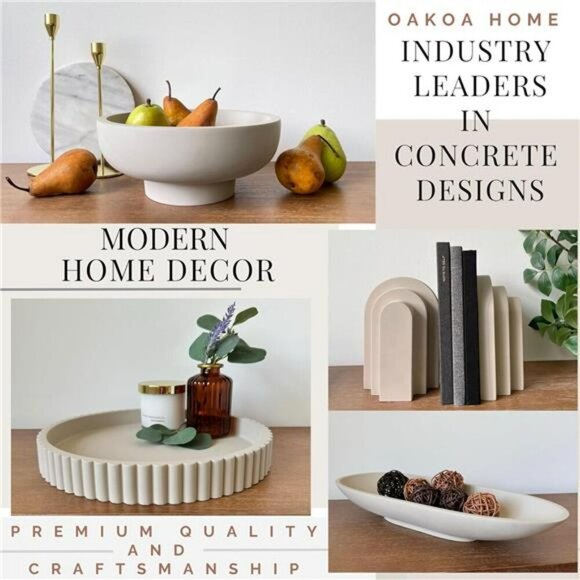 Concrete Pedestal Fruit Bowl Key Holder Modern Decorative Home Centerpiece - Picture 3 of 7